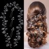 BOYIVI Extra Long Pearl and Crystal Beads Wedding Hair Vine Head Piece Hair Jewelry Accessories for Brides, Bridesmaids, and Women