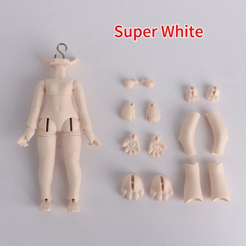 XiDonDon New 1/12BJD Doll Body for GSC Head,OB11 Doll Replace Body, with Animal Body Accessories,Three Uses,Action Figures (Super White)