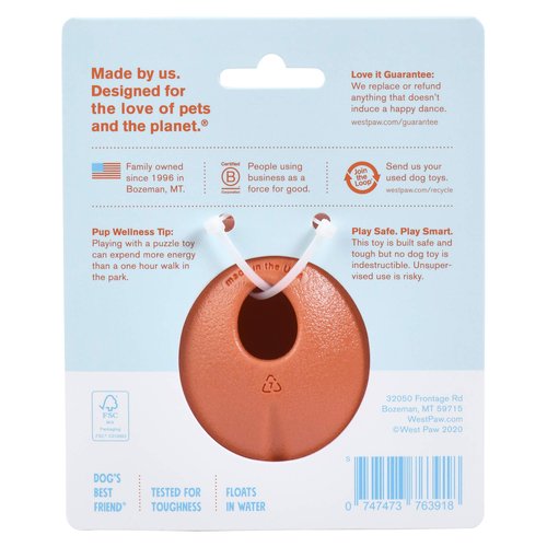 WEST PAW Zogoflex Rumbl Treat-Dispensing Dog Toy – Interactive Slow-Feeder Chew Toys for Dogs – Dog Enrichment Toy – Dog Toy for Moderate Chewers, Fetch, Catch – Holds Kibble, Treats (Melon, Small)