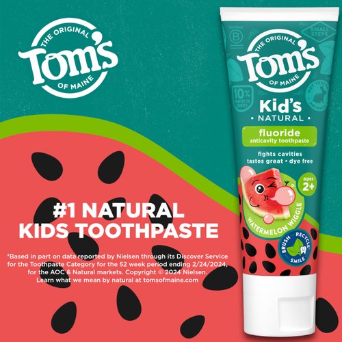Tom's of Maine Natural Children's Fluoride Toothpaste, Watermelon, 5.1 oz