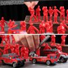 LovesTown 50PCS Fire Truck Toy Set, 6PCS Die-cast Small Rescue Emergency Vehicles Red Fire Trucks 44PCS Firemen Toy Figures for Kids Boys Birthday