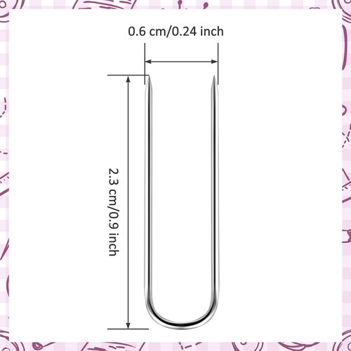 50 Pieces Sewing U-pins Fork Pins Needlecrafts Pins Double Blocking Pins Stainless Steel Sewing Pins Multipurpose Straight Pins for Sewing Jewelry Display Home Decor (Silver,0.9 Inch Long)