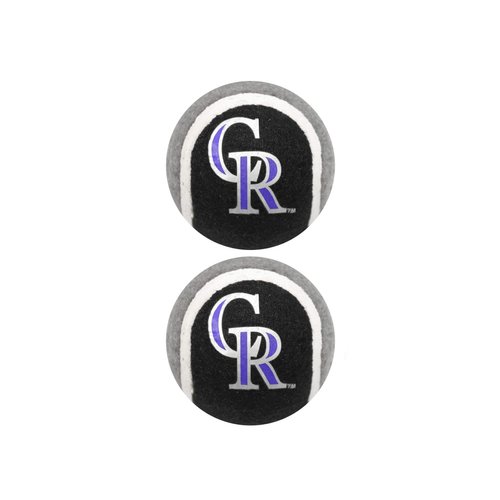 MLB Colorado Rockies TENNIS BALLS for DOGS & CATS - 2 piece set with Team Logo in Vibrant Team Color