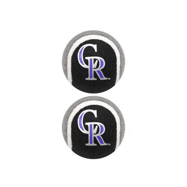 MLB Colorado Rockies TENNIS BALLS for DOGS & CATS - 2 piece set with Team Logo in Vibrant Team Color