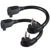 [2 Pack] Flat Plug Short Power Extension Cord - 6inch Black Low Profile Flat Head 3 Prong Grounded Indoor Extension Cord,16AWG 13amp Household Appliance Electrical Extension Cord with Flat Wall Plug