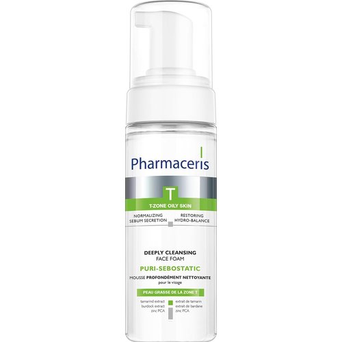 Pharmaceris T-Zone Oily Skin Puri-Sebostatic Cleansing Foam For Skin Left Dry And Irritated By Medicinal Acne Treatment (Restores Hydro-Balance of the Skin) 5.0 oz