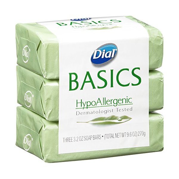 Dial Basics Bar Soap, Hypoallergenic, 3.2 Ounce Bars, 3 Count