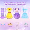 Chillife Princess Dress Up for Girls, Mermaid Princess Costume with Headbands Crown Role Play Toddler Costume Toys Christmas Birthday Gift for Girls Age 3 4 5 6 Years