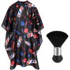 FEBSNOW Professional Hair Cutting Barber Cape with Neck Duster Brush, Tri Coloured Light Print Barber Cape for Barber Shop Hair Cutting Accessories