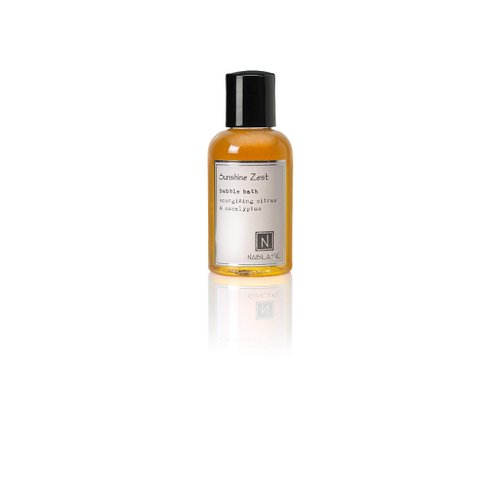 Sunshine Zest Travel Size Bubble Bath with Citrus & Eucalyptus Scent by Nabila K - Essential Oils, Natural Ingredients for Sensitive Skin, Gentle, Moisturizing - Luxury for Women & Men, 2 oz