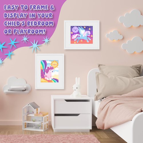 Astrakuma Studio Paint by Numbers Kit for Kids - Easy Painting Kits for Kids Ages 8-12, Small Beginner Pre Drawn Canvas, Unicorn Acrylic Color by Number Set for Children Age 5-8