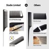STUDIO LIMITED Carbon Pin Tail Comb Rat Tail Combs, Parting Comb Pin Tail Stainless steel tail Hair Styling Beauty Tools Easy parting and styling Anti-static (12 Pcs)