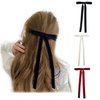 Bows Velvet Ribbon Hair Clips and Barrettes Set - Long French Bowknot Clips, Ponytail Slides, Head Accessories for Women, Girls (3pcs)