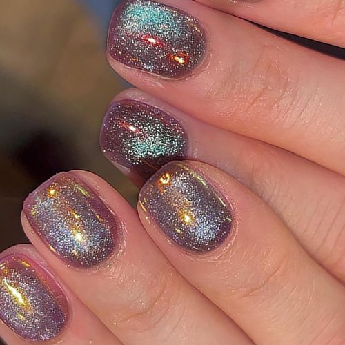 Artquee 24 pcs Purple Press on Nails Short with Glitter Designs Square Fake Nail Artificial False Nails Art Tips Full Cover Reusable Stick on Nails Kit for Women