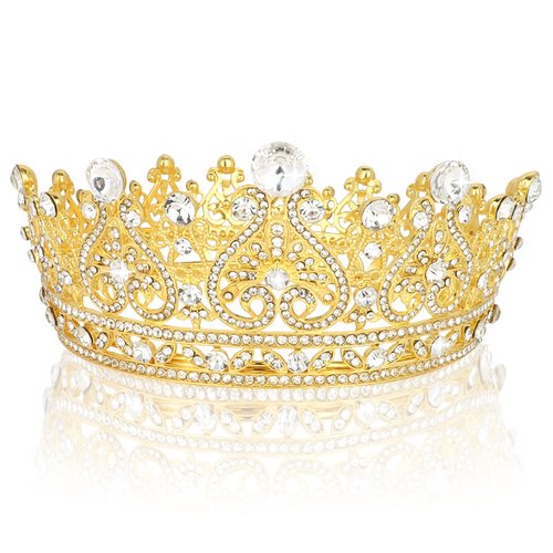 GAFATORY Crowns for Women Birthday Crown Cake Topper Gold Queen Crown Tiara for Little Girls Crystal Rhinestones Princess Crown for Prom Costume Party Halloween Valentines Bridal Christmas