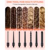 7 in 1 Curling Wand Set: Ohuhu Curling Iron Wand 7Pcs 0.35 to 1.25 Inch Interchangeable Ceramic Barrel Heat Protective Glove 2 Clips Dual Voltage Hair Curler for Girls Women Mother Gift Black