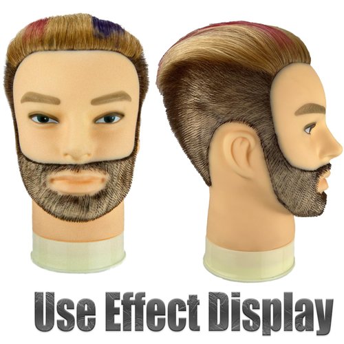 Male Mannequin Head with Beard 100% Real Human Hair Haircut Training Head for Cosmetology Straight Thick Hair Manikin Head Doll Head with Stand Practice Cutting Styling,Barber Shop,Cosmetology School
