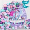 Amandir 138Pcs Mermaid Birthday Party Decorations, Pink Purple Blue Mermaid Balloon Garland Arch Kit Birthday Banner Cake Topper Mermaid Tail Shell Balloons Mermaid Theme Party Supplies for Girl Kids