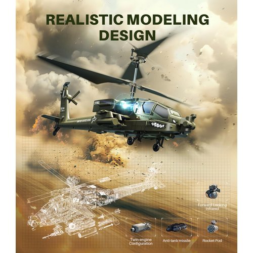 SYMA RC Helicopters, S51H Remote Control Helicopter 2.4GHz Military Army Toys for Boys Girls Kids with Altitude Hold, One Key Take Off/Landing, LED Light, Low Battery Reminder