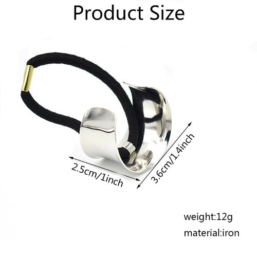 2PCS Metal Cuff Ponytail Holder Elastic Hair Band Rope Women Girls Hair Ties Hair Accessories Hair Rope Golden and Silver