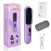 Cordless Hair Straightener Brush, Mini Portable Straightening Brush for Travel, USB Rechargeable Negative Ion Hot Comb Straightener for Lightweight Carry, Handbag Storage, Touch Up, Busy Commute