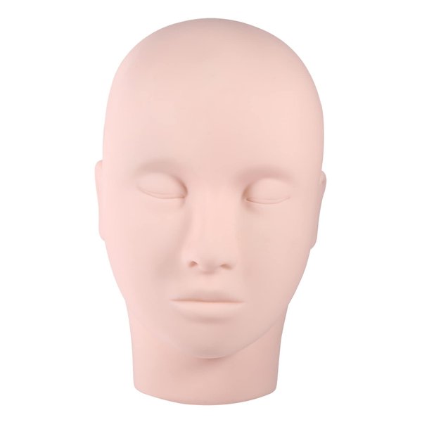 Lash Mannequin Head, Flat Make Up Mannequin Head Lashes Eyelash Extensions, Silicone Makeup Practice Face Cosmetology Doll Head for Makeup Practice Salon