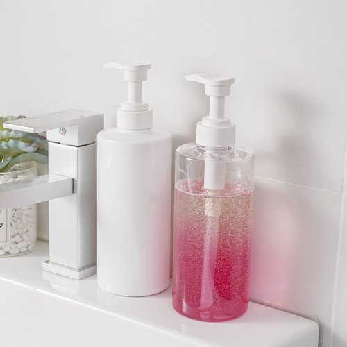 20 oz Hand Soap Dispenser Clear Plastic Pump Bottles with Waterproof Label for Bathroom Kitchen, Empty Refillable Liquid Container, 2 Pack