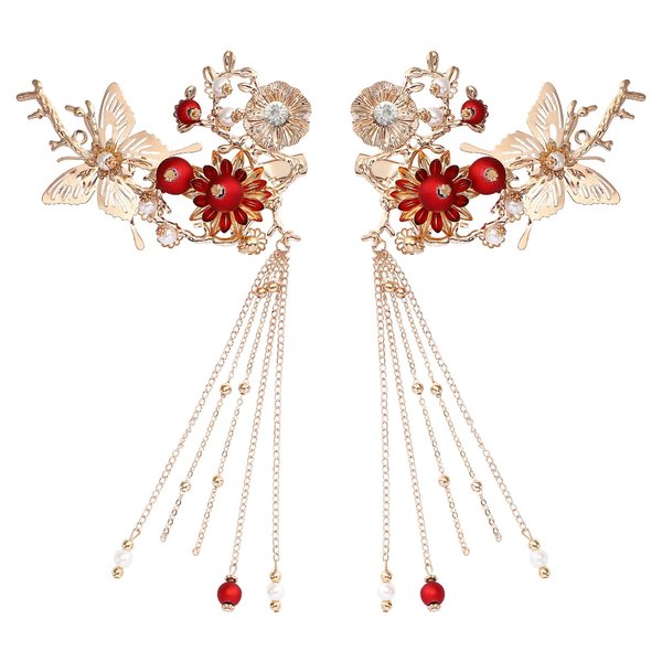 Lurrose Japanese Hairpins Butterfly Tassel Kimono Kanzashi Bobby Pins Hair Clip Hair Ornament Accessory for Traditional Clothes Kimono Decoration