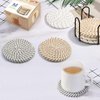 MeltsetM Coasters for Drinks Absorbent Woven Coaster Set with Holder Farmhouse Cute Cloth Fabric Cup Coasters for Coffee Table Office Desk, Handmade Boho Decor Tabletop Protection, 8 Pack