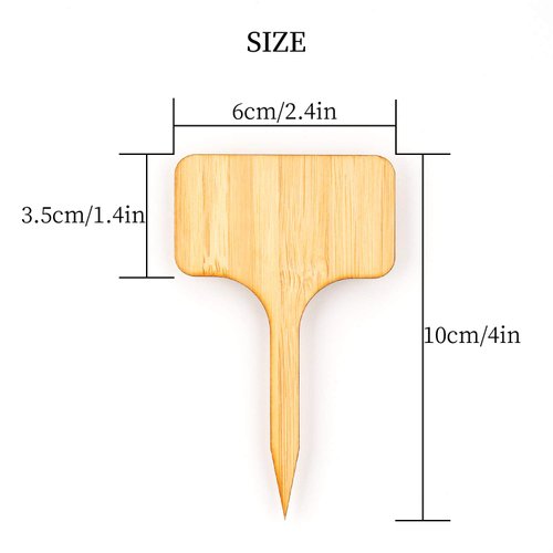 AIEX 30 Pcs Bamboo Plant Label Plant Tag Wood T-Type Markers for Garden Potted Plants (3.9 x 2.4 Inches)
