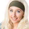 Hipsy Adjustable & Stretchy Basic Xflex Wide Headbands for Women Girls & Teens (Black & Olive Basic 2pk)