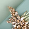 BERYUAN Women Girls Bridal Champagne Crystal Rhinestone Wedding Hair Comb Teardrop Rhinestone Wedding Headpiece Silver Gold Wedding Hair Accessories Bridal Headband for Brides Bridesmaid (champagne)