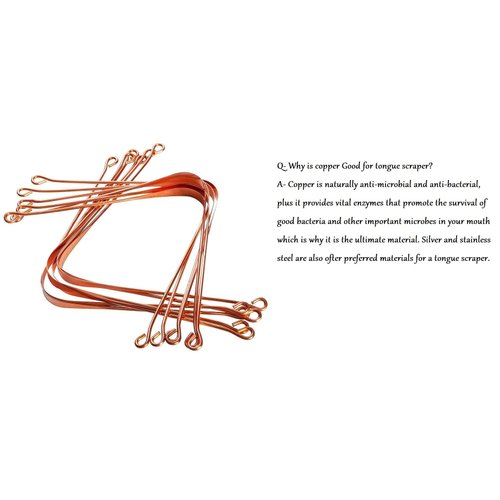 Pure Copper Tongue Scraper Cleaner | Perfect Surgical Tongue Scraper | Best Remedy for Bad Breath | Maintains Oral Hygiene| Flexible Handle and Comfortable Grip - Set of 12 Pieces