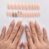 Ombre Pink Fake Press On Nails 3d Extra Long Stiletto Artificial Jewelry Full Cover False Nail With Rhinestones Luxury Bridal Wedding Professional Nail Art Salon