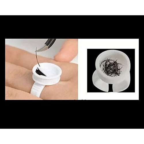 100PCS Disposable Plastic Nail Art Tattoo Glue Holder Eyelash Extension Rings Adhesive Pigment Holders Finger Hand Beauty Tools(medium size)