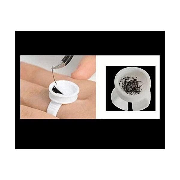 100PCS Disposable Plastic Nail Art Tattoo Glue Holder Eyelash Extension Rings Adhesive Pigment Holders Finger Hand Beauty Tools(medium size)