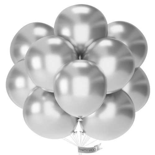 PartyWoo Metallic Silver Balloons, 20 pcs 18 Inch Silver Metallic Balloons, Chrome Silver Balloons for Balloon Garland as Party Decorations, Birthday Decorations, Baby Shower Decorations, Silver-G102