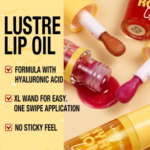 LANGMANNI Hyaluronic Acid Lip Oil,Hydrating and Nourishing Lip Gloss,Lightweight & Non-Sticky,Tinted Lip Glow Oil.(#4 Chocolate)