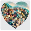Cinque Terre Italy Travel Souvenir Destination 4x4-Inch Heart Design Coaster Acrylic 4 Pack
