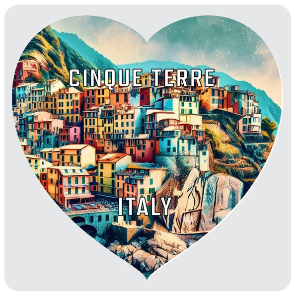 Cinque Terre Italy Travel Souvenir Destination 4x4-Inch Heart Design Coaster Acrylic 4 Pack