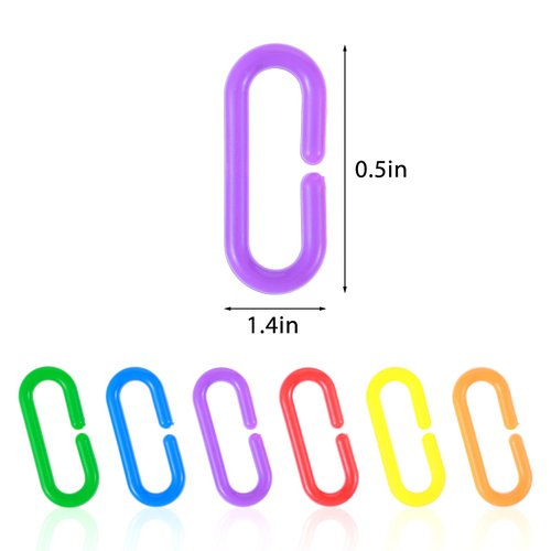 Ubamdom 590 PCS c-Type Plastic Chain Links, Interchangeable Rainbow c-Type Plastic Links, Sway Bar Links for Pet Parrots, Parakeets, Mice, Sugar Gliders, Bird Cage Toys (Colorful)
