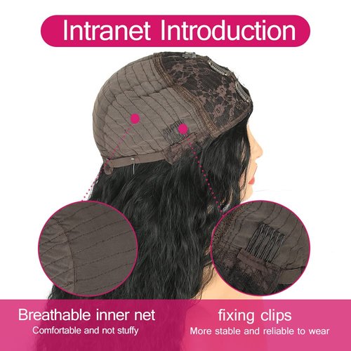 Matthia Black V Part Wig Kinky Curly Wigs Clip in Half Wigs for Black Women, 22inch Synthetic Hair Upgrade U Part Cruly Wig No Leave out Half Wigs V Shape Wigs for Black Women Beginner Friendly(1B#)