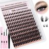 Fluffy Lash Clusters Kit with Bottom Lashes Lash Extensions Kit Wispy Volume Cluster Eyelash Extension Kit CD Curl 6-18mm Individual Lashes Kit Bond and Seal DIY at Home by ALICE