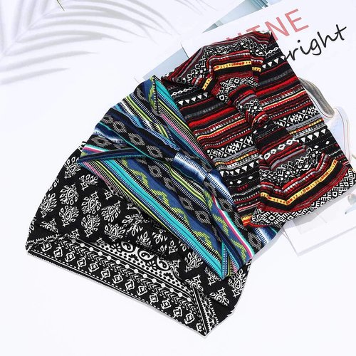 GORTIN Boho Headbands Stretch Wide Hair Bands Black Elastic Yoga Sweatband Knoted Turban Headband Cloth Twist Head Wraps Stylish Head Bands for Women and Girls 3 Pcs (Set 1)