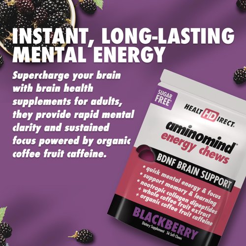 HEALTH DIRECT - AminoMind Energy Chews - BlackBerry - 56 Chews - Optimal Cognitive Function