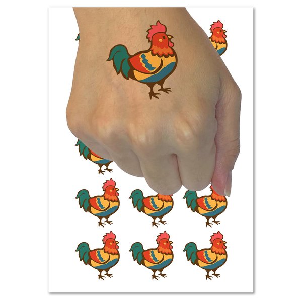 Proud Little Rooster Chicken Temporary Tattoo Water Resistant Fake Body Art Set Collection - 15 2" Tattoos (1 Sheet)