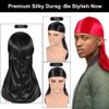 3pcs Silky Durag with Wave Brush for Men 360, Curved Medium/Hard Hair Brush Kits,C