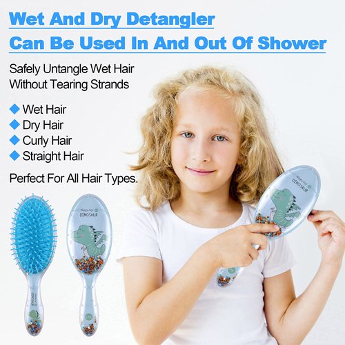 Aethland Detangling Brush for Curly Hair Kids, Light Blue, Gently Removing Knots & Tangles, Save Time, Painless, For All Hair Types, Comfortable Design