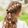 EEEKit Mini Hair Claw Clip, 20Pcs Retro Pearls Hair Bangs Clips Barrettes with Daisy Flower for Women Hair Accessories