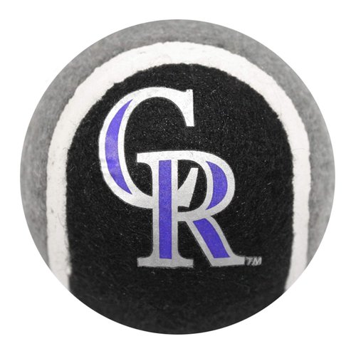 MLB Colorado Rockies TENNIS BALLS for DOGS & CATS - 2 piece set with Team Logo in Vibrant Team Color